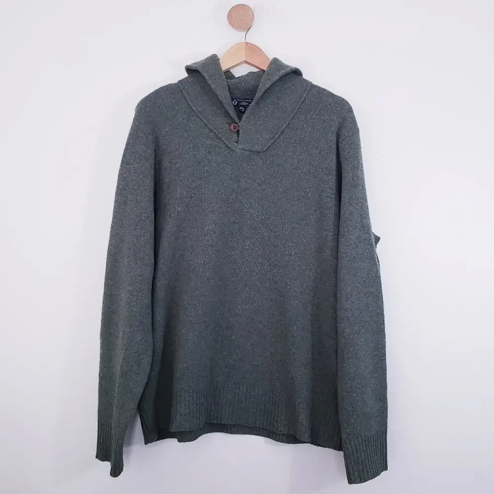 J.Crew 100% Lambswool Shawl Collar Sweater XL Forest Green Heritage Pullover